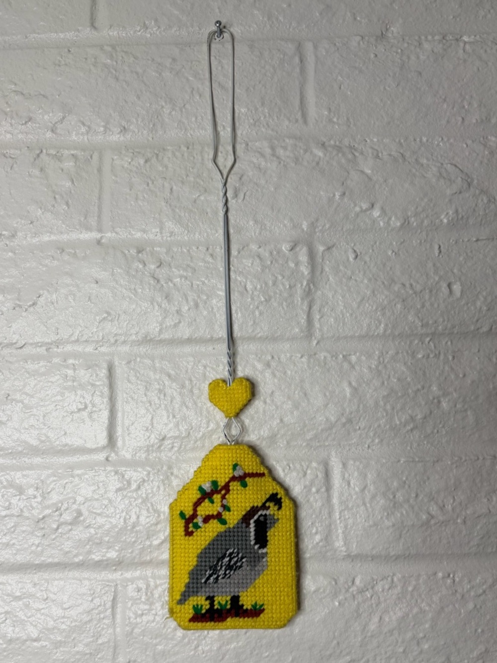 Vintage Hand Stitched Needlework Plastic Canvas Quail Fly Swatter Country